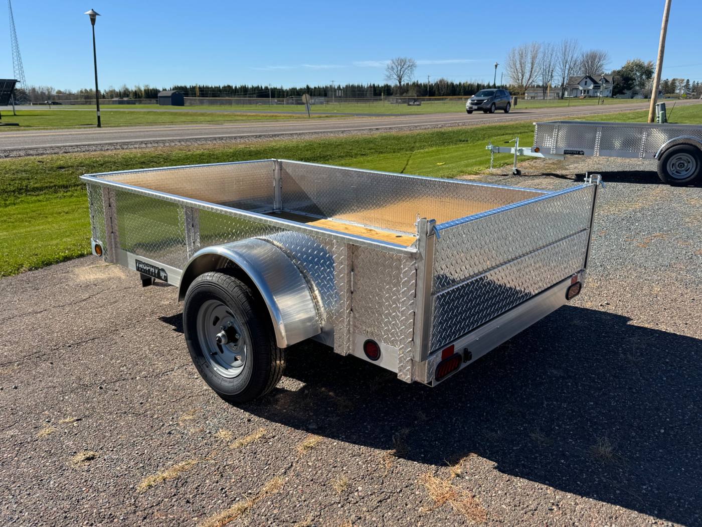 2027 Trophy 5x8 Aluminum Trailer, Diamond Plate Sides, Single Axle, Stacked Ramp, photo 3