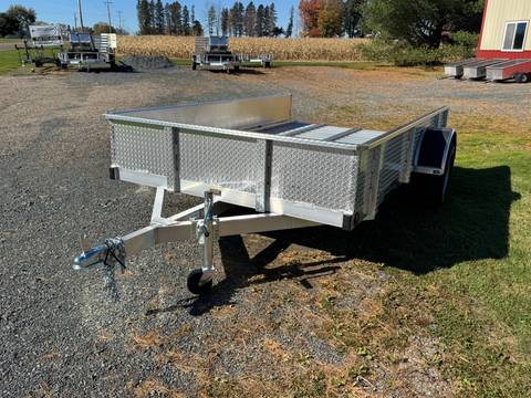 2027 Trophy 6.5x10 Aluminum Trailer, Diamond Plate Sides, Single Axle, Tip-In Ramp